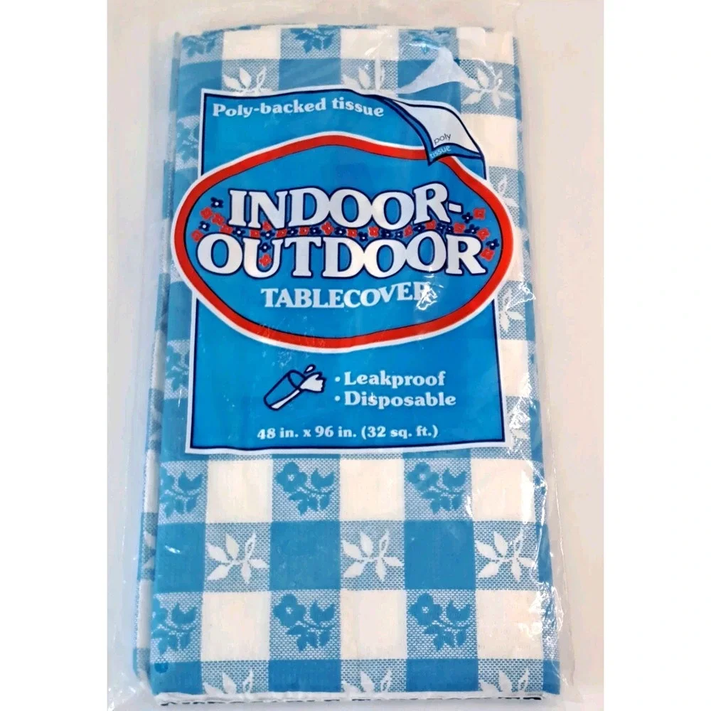Checker Tablecloth Rectangle Disposable Poly-Backed Tissue 48